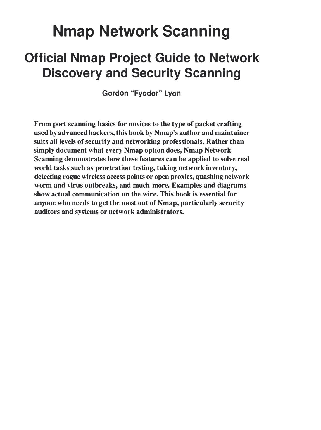 Nmap Network Scanning Official Nmap Project Guide to Network Discovery and Security Scanning (Gordon Lyon) (Z-Library)